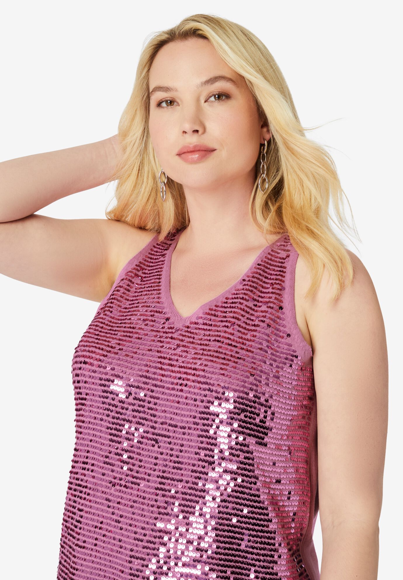 Sequin-Embellished Tank Top, , alternate image number 2