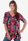V-Neck Ultimate Tee, BLACK BOHO IKAT, hi-res image number null