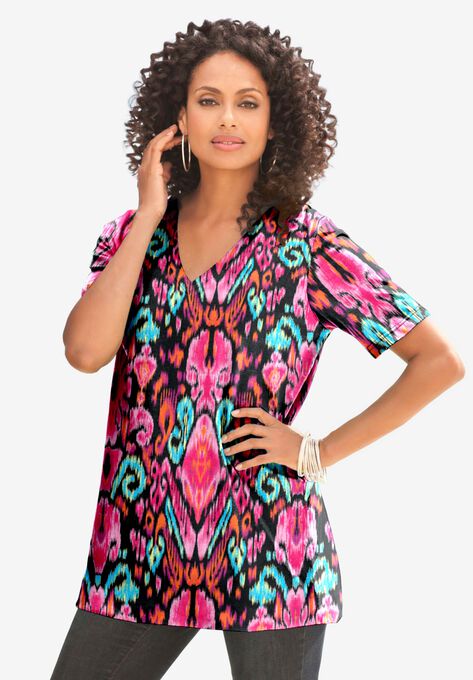 V-Neck Ultimate Tee, BLACK BOHO IKAT, hi-res image number null