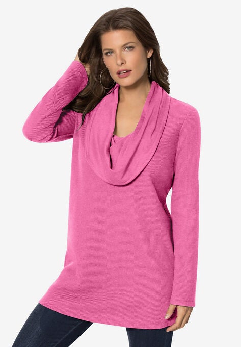 Cowl-Neck Thermal Tunic, VINTAGE ROSE, hi-res image number null