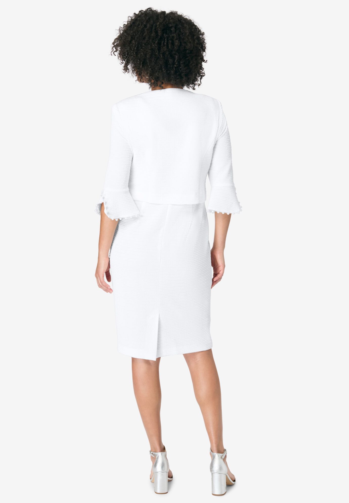 Pearl-Detail Dress and Jacket, WHITE, on-hover image number 1
