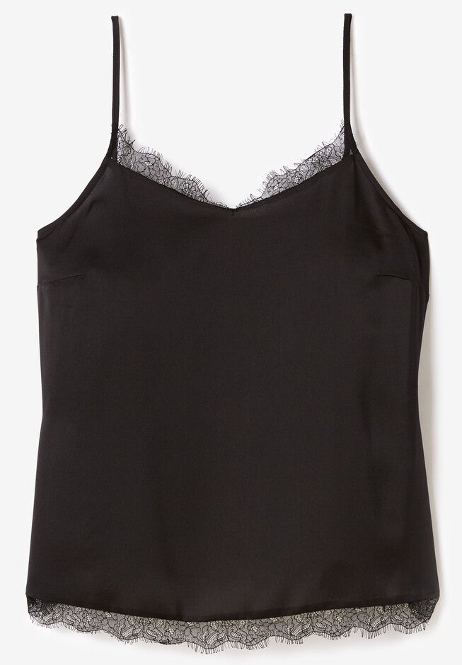 Lace-Trim Satin Cami, , alternate image number null