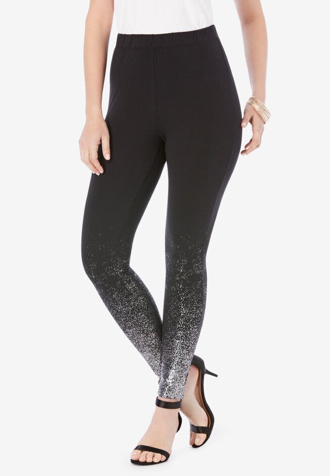 Metallic-Ombré Print Legging, BLACK OMBRE SPECKLE, hi-res image number 0