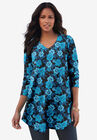 V-Neck Thermal Tunic, BLUE WALL FLOWER, hi-res image number null