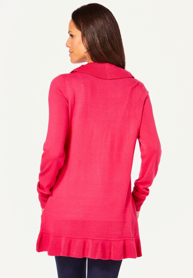 Fine Gauge Ruffled Cardigan, , on-hover image number null