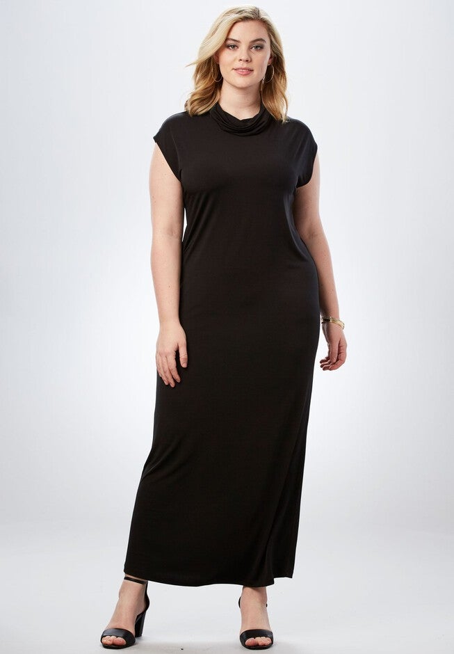 Slouchy Turtleneck Dress, BLACK, hi-res image number null