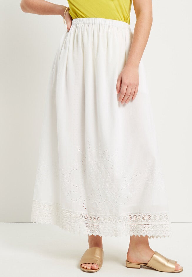 Crochet-Detailed Skirt, WHITE FLOWER EYELET, hi-res image number 0
