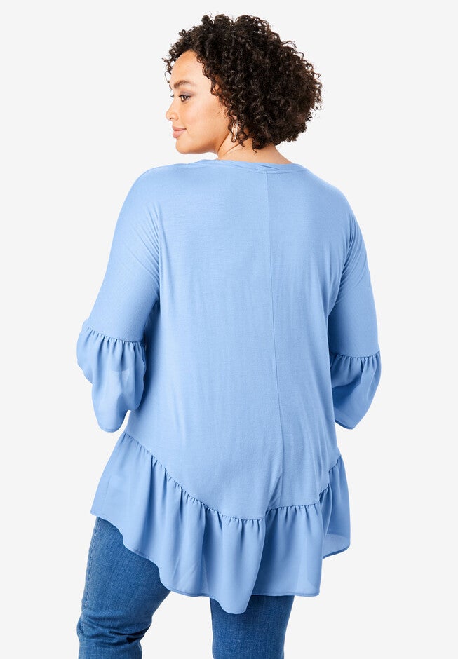 Ruffle-Hem Drape Tunic, , on-hover image number 1