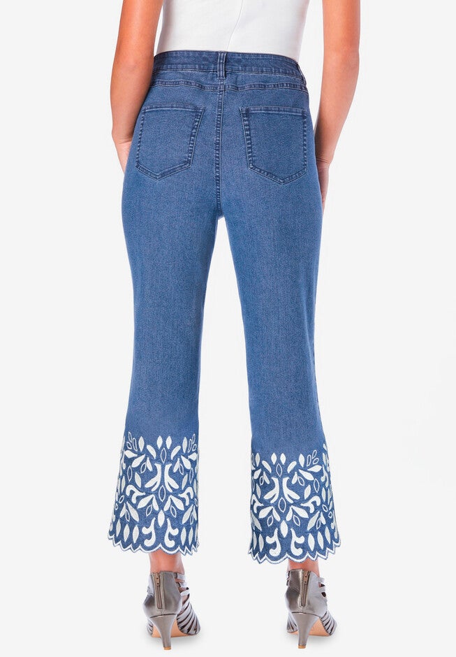 Straight-Leg Embroidered Jeans, , on-hover image number 1