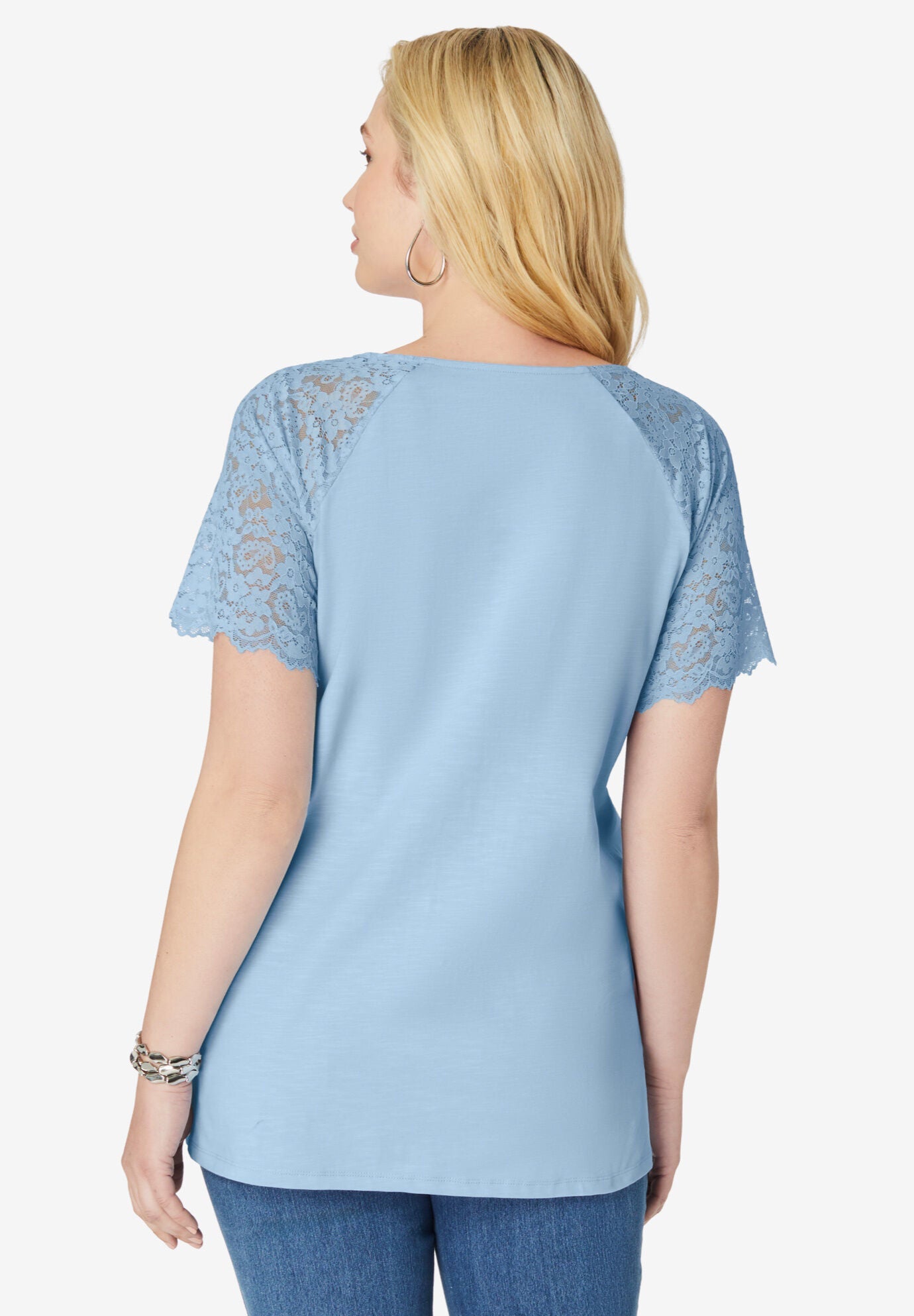 Lace-Detailed Tee, MAUVE ORCHID, on-hover image number 1