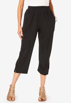 Plus Size Soft Knit Pull-On Capri Pant