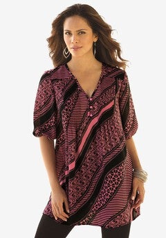 Printed Y-Neck Georgette Top