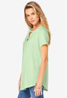Keyhole Pleated Short-Sleeve Ultimate Tee, , alternate image number null