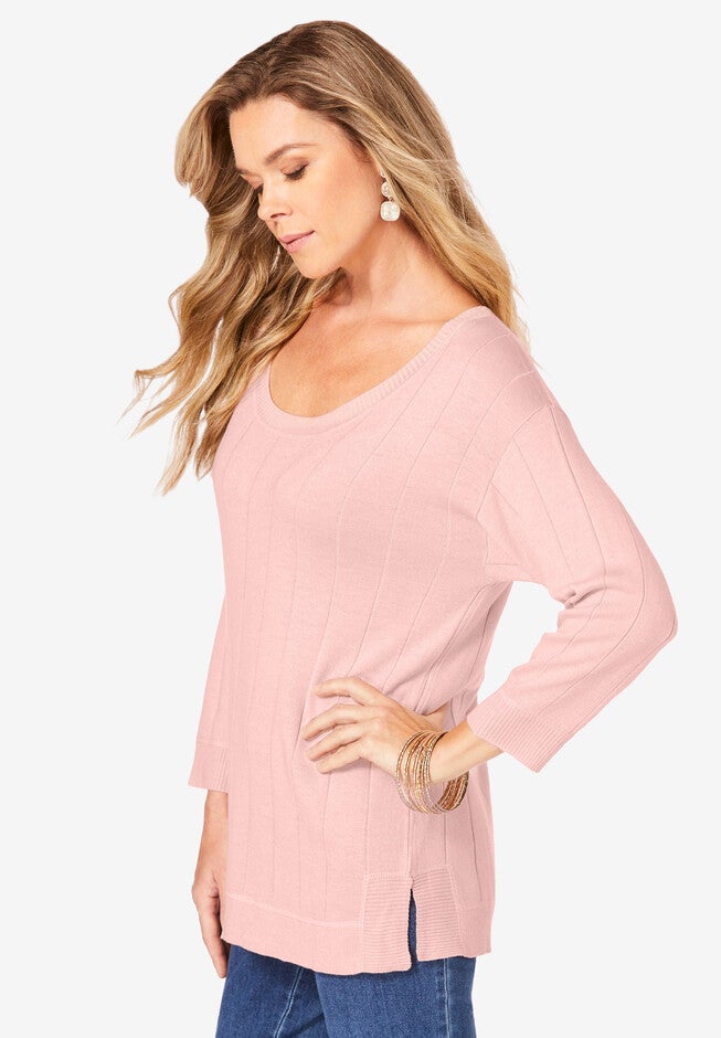 Fine Gauge Drop Needle Ballet Neck Sweater, , alternate image number 2