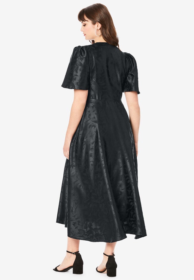 Faux-Wrap Satin Dress, , on-hover image number null