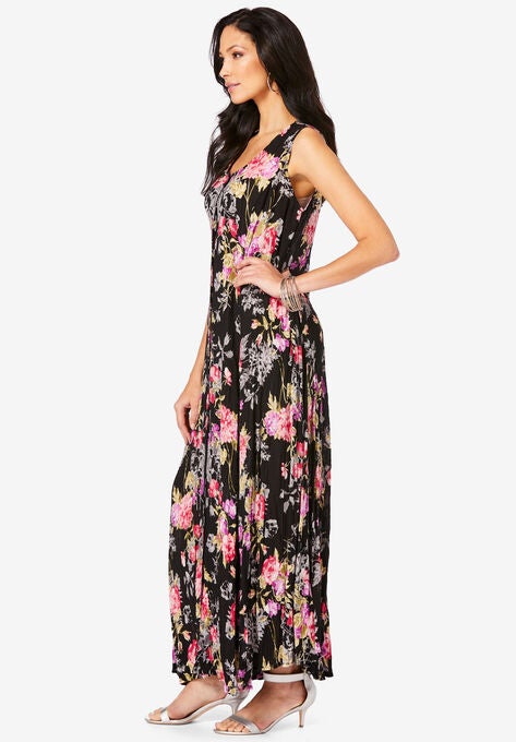 Button-Front Crinkle Dress with Princess Seams, , alternate image number null