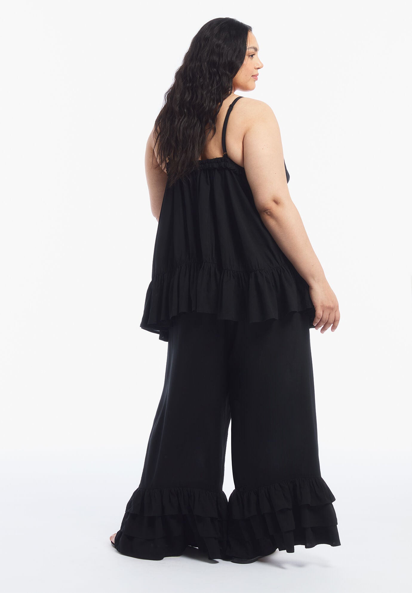 Ruffled Hem Pant, BLACK ONYX, alternate image number 4