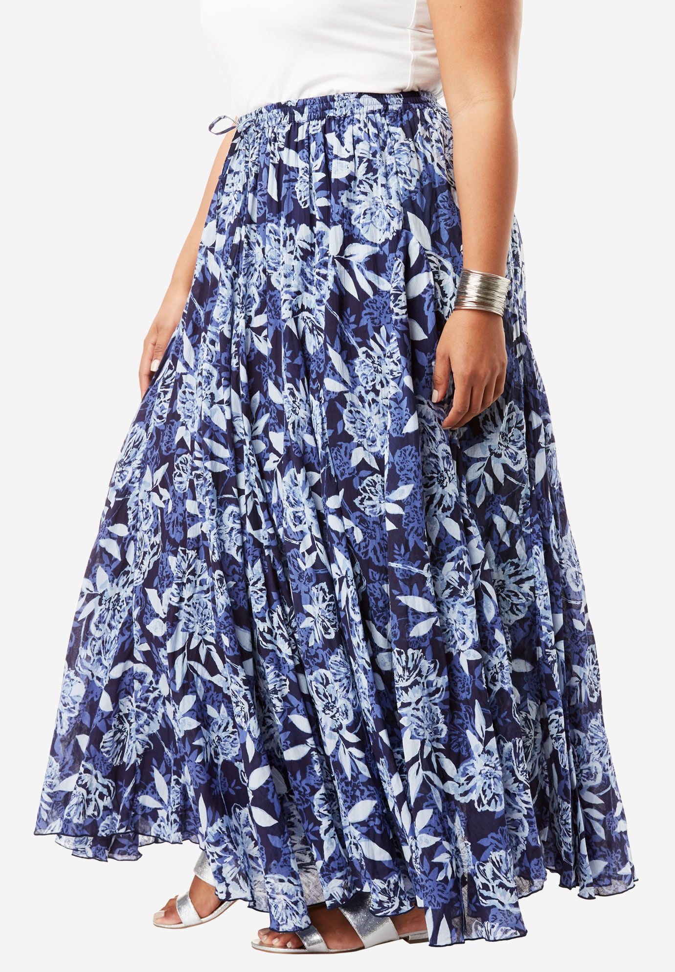 Print Maxi Skirt, NAVY PRINT, hi-res image number 0