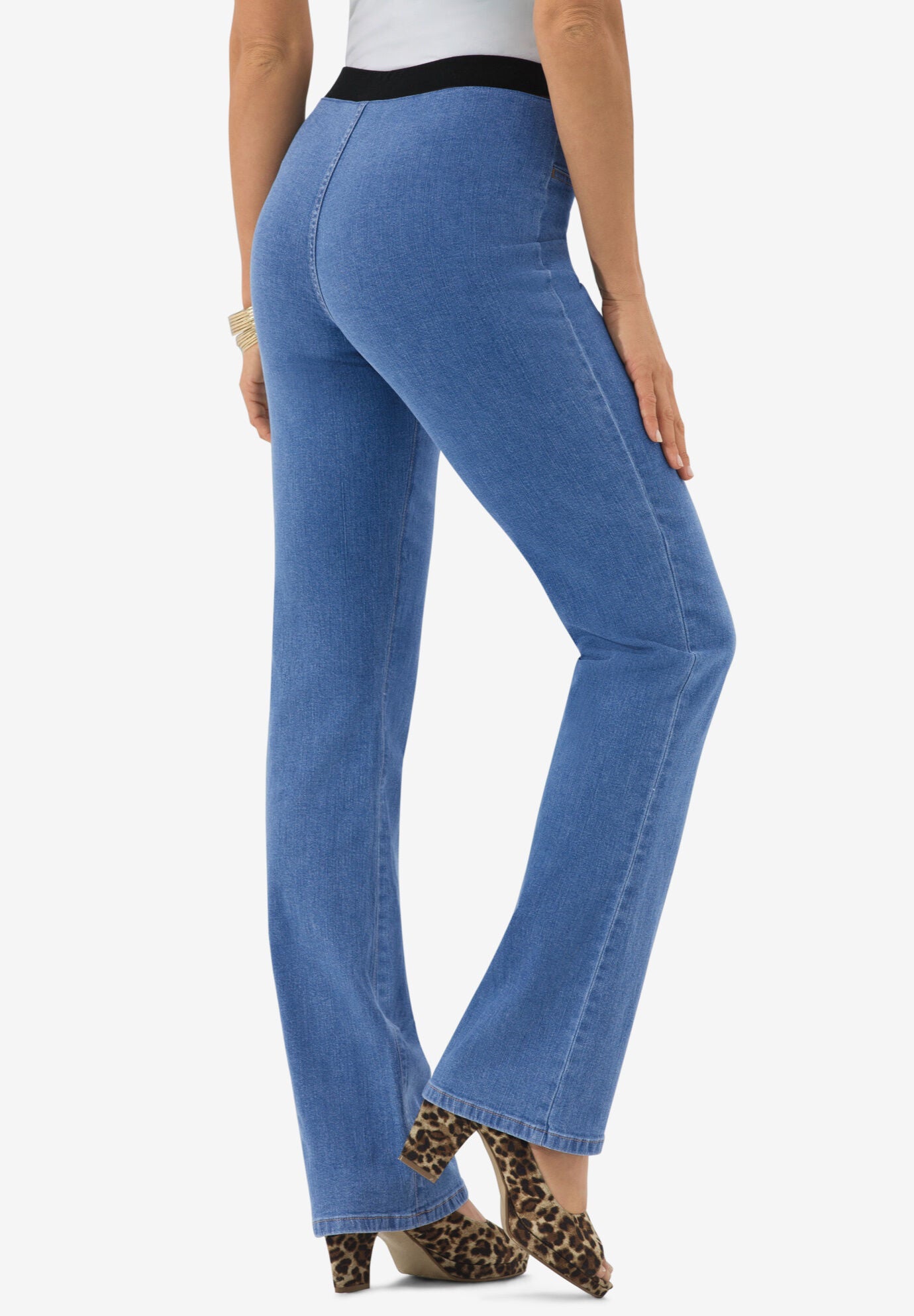 Plus Size Invisible Stretch® All Day Bootcut Jean, MEDIUM STONEWASH SANDED, on-hover image number 1