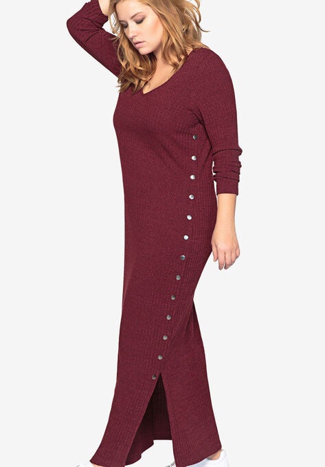 Long Sleeve Knit Maxi Dress By Castaluna Plus Size Casual Dresses