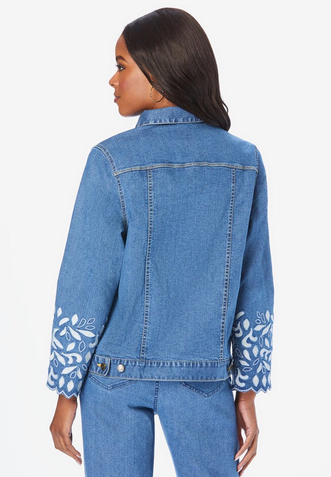Embroidered Denim Jacket, , on-hover image number 1