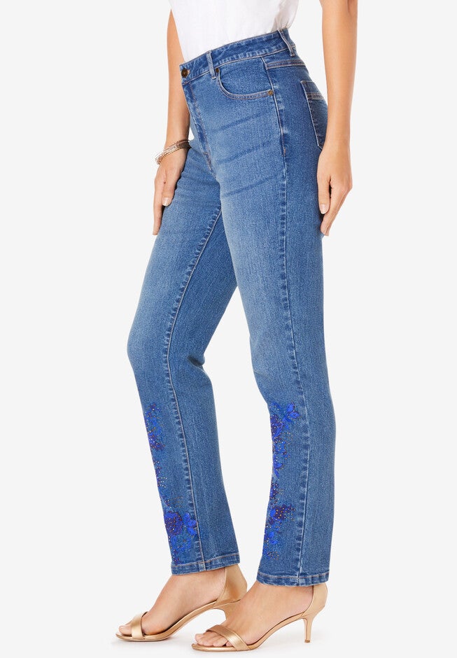 Studded Straight-Leg Jean, , alternate image number null