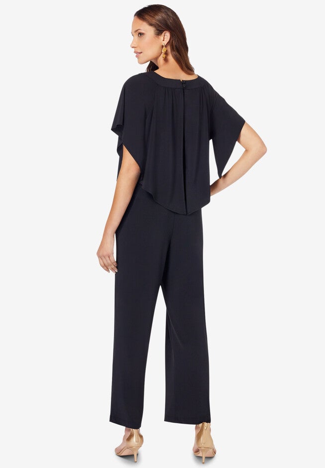 Ultrasmooth® Fabric Flutter-Sleeve Jumpsuit, , on-hover image number null