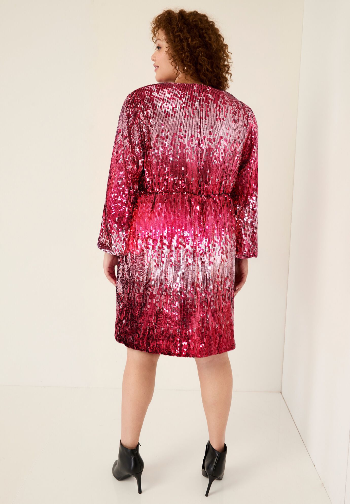 Sequin Mockneck Dress, CHERRY, on-hover image number 1