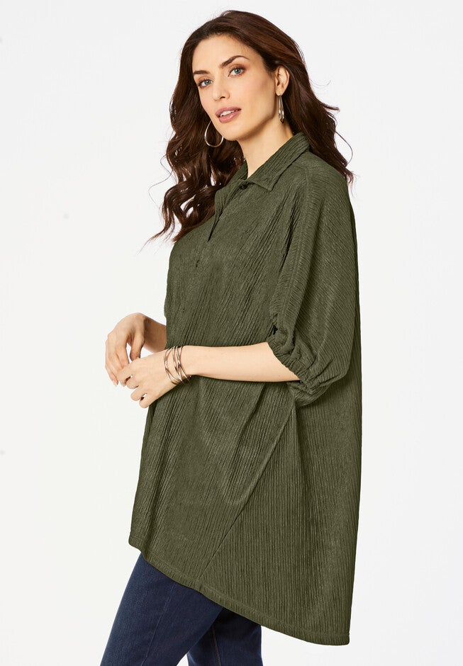 Button-Down Textured Knit Tunic., , alternate image number 2