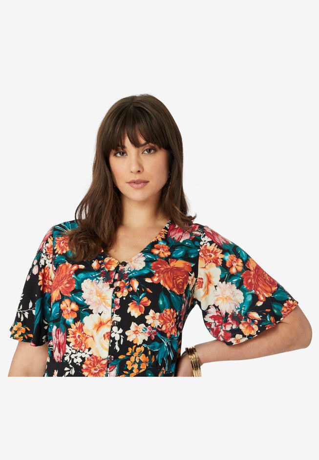 Handkerchief-Hem Midi Dress, , alternate image number null