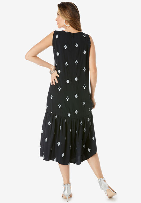 Embroidered Sleeveless Midi Dress, , on-hover image number null