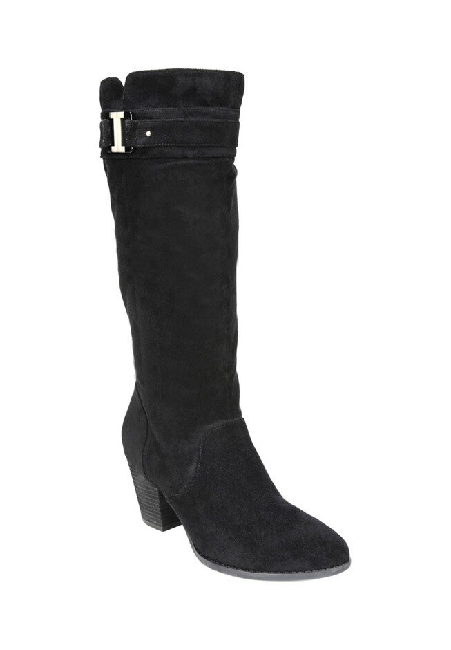 Devote WC Wide Calf Boot by Dr. Scholl’s, BLACK SUEDE, hi-res image number 0