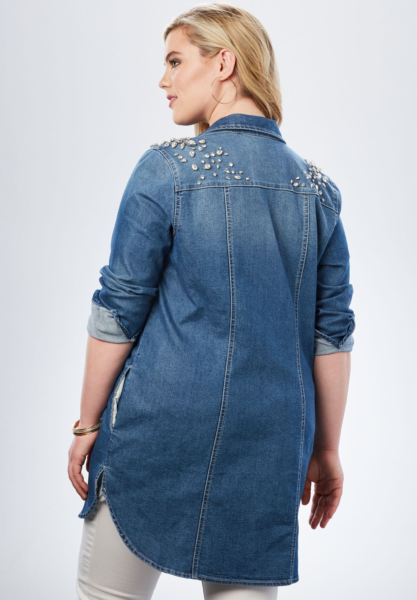 rhinestone denim jacket plus size