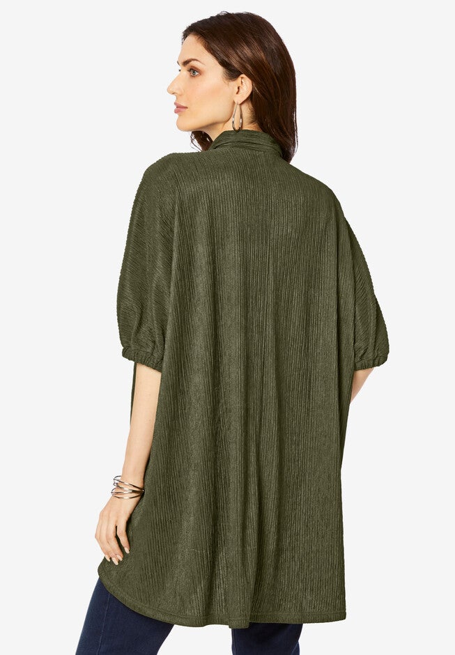 Button-Down Textured Knit Tunic., , on-hover image number 1