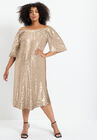 Off-The-Shoulder Sequin Dress, SPARKLING CHAMPAGNE, hi-res image number null