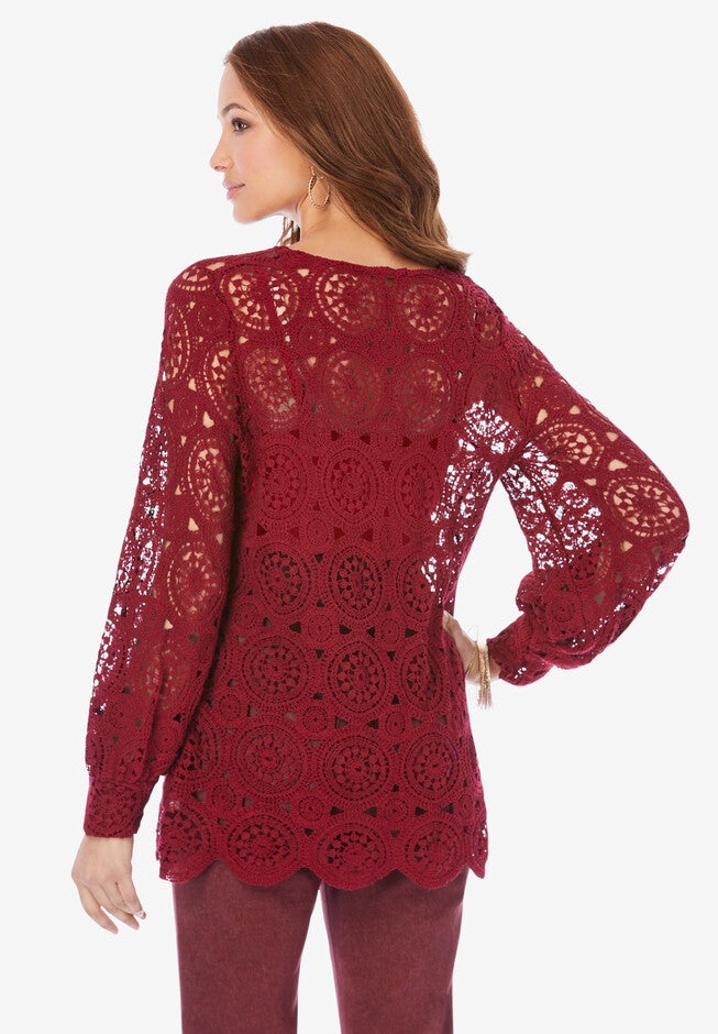 Scallop Crochet Pullover, , on-hover image number 1