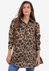 Kate Tunic Big Shirt, BROWN SUGAR STAMPED FLORAL, hi-res image number null