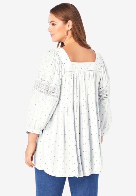 Square-Neck Crinkle Big Shirt, , on-hover image number null