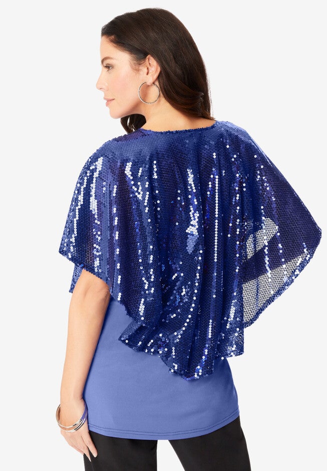 Ultrasmooth® Fabric Sequin Popover Tee., , on-hover image number null