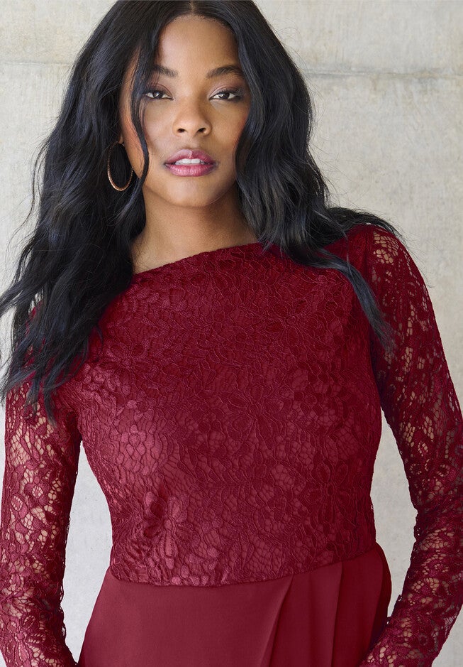 Tulip-Hem Lace Dress, , alternate image number null
