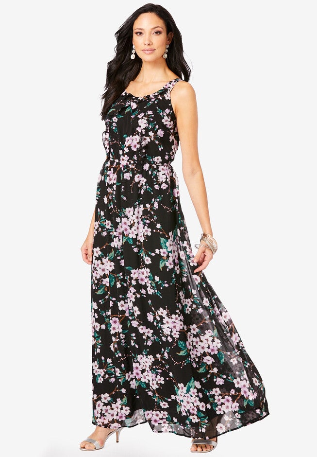 Romantic Ruffle Dress, BLACK CHERRY BLOSSOM, hi-res image number 0
