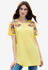 Embellished Tunic with Side Slits, LEMON MIST FLORAL EMBELLISHMENT, hi-res image number null