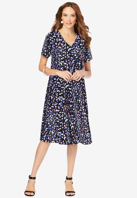 Ultrasmooth® Fabric V-Neck Swing Dress, , hi-res image number null