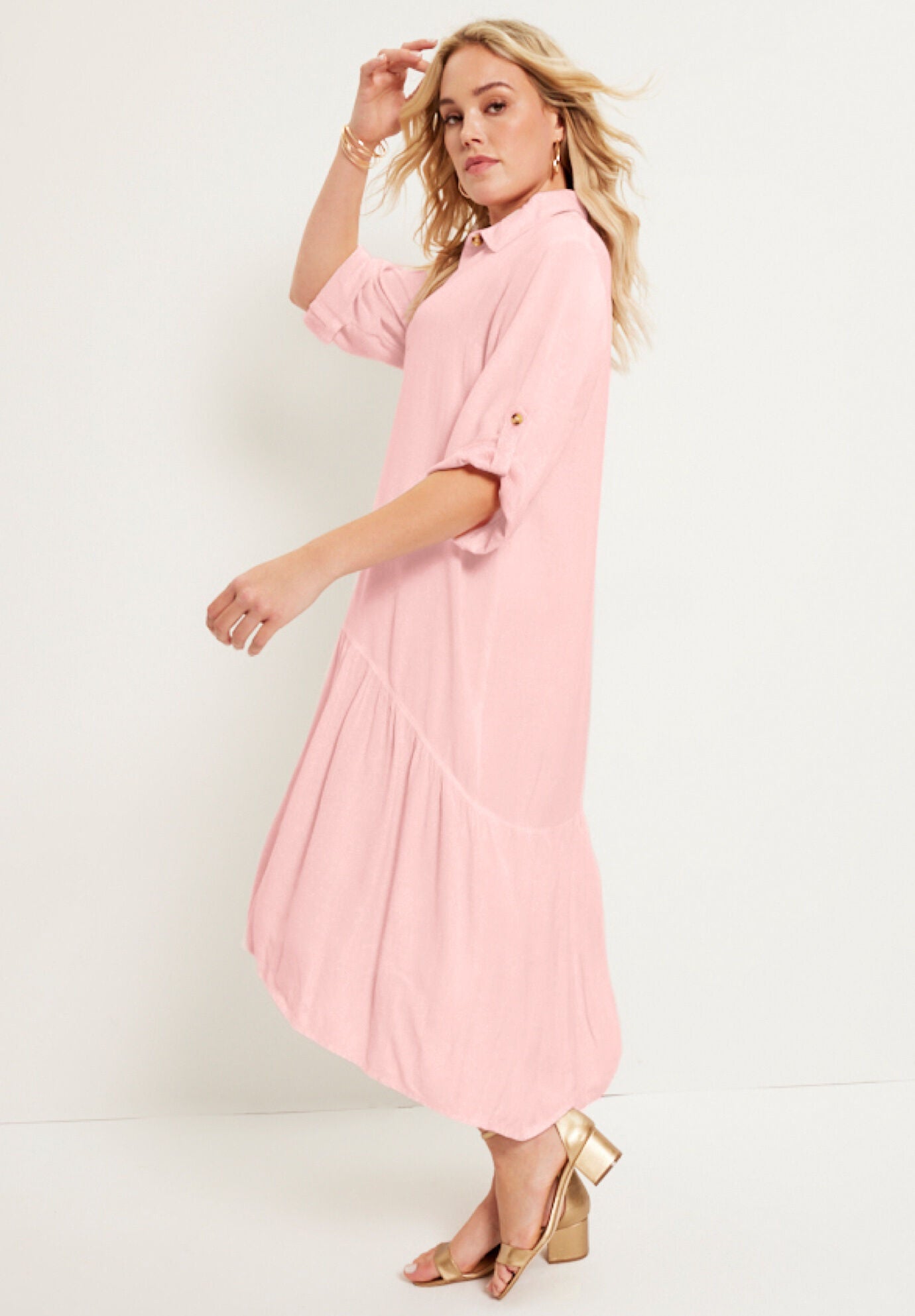 Ruffled Shirt Dress, , alternate image number 2