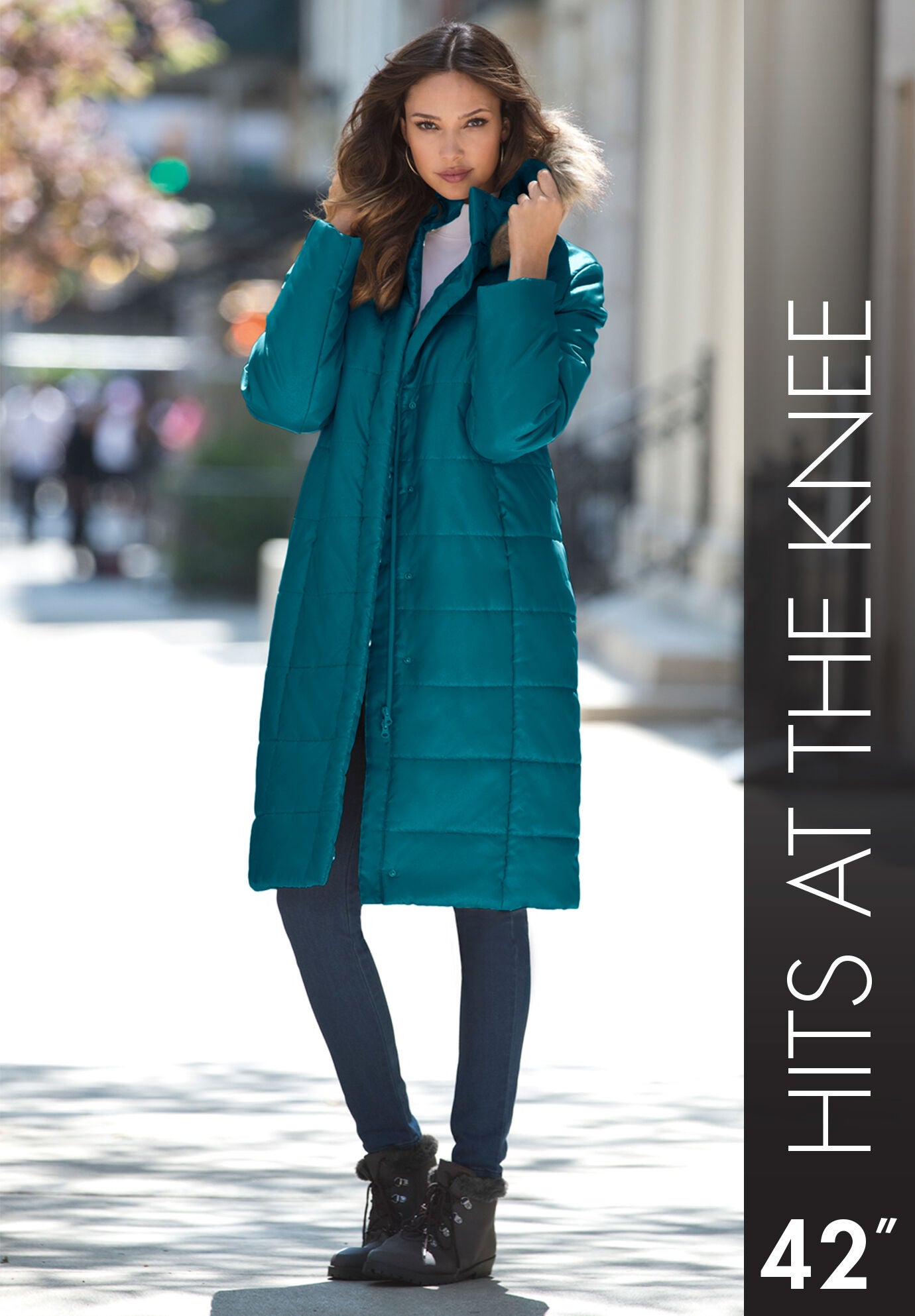 Knee length quilted sales coat