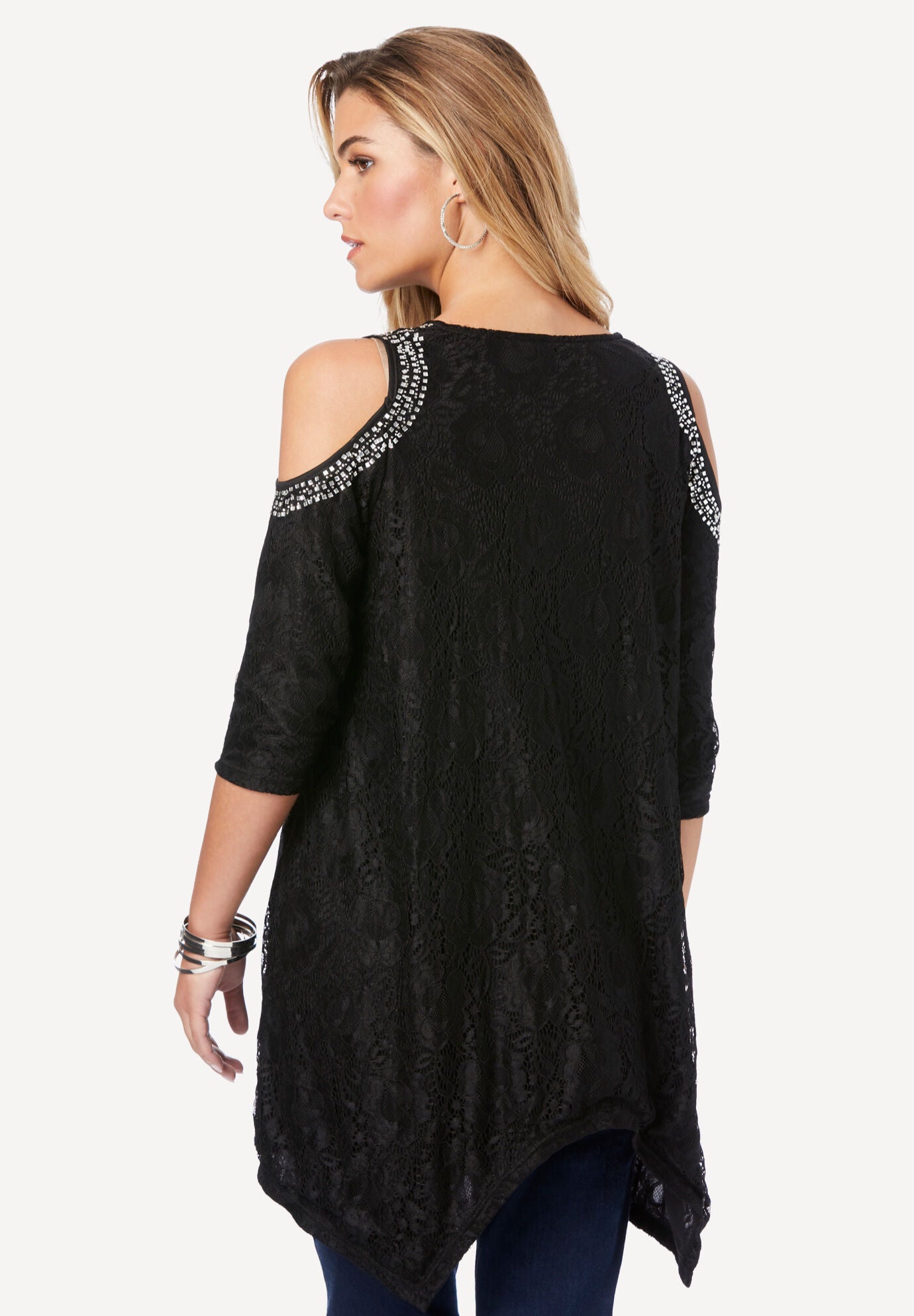 Embellished Cold-Shoulder Tunic, , on-hover image number 1