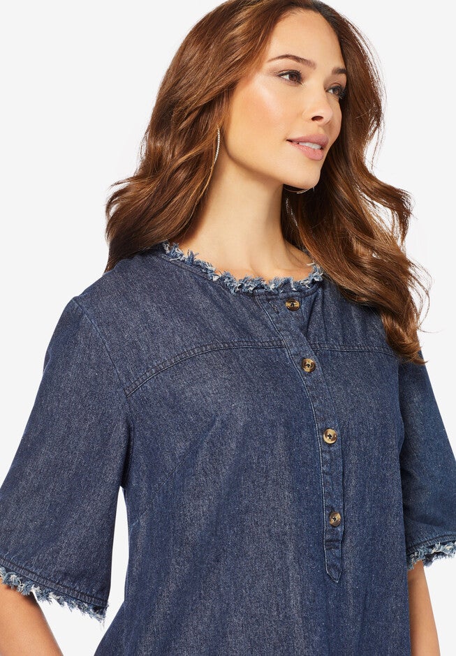 Denim Shirtdress, , alternate image number 3