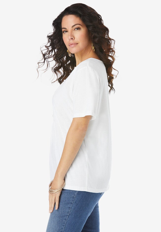 Embellished Sequin V-Neck Tee, , alternate image number 2