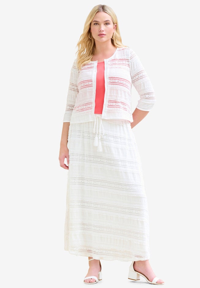 Lace Bolero Cardigan, WHITE, hi-res image number null