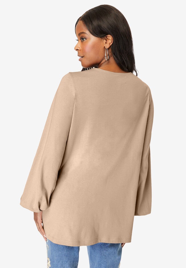 Lace Henley Top, , on-hover image number null